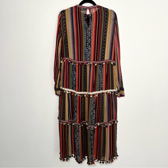 Zara Striped Pom Pom Festival Dress Size Small - Picture 4 of 9